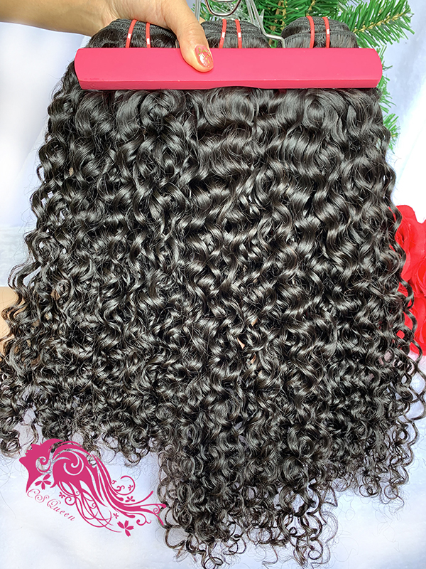 Csqueen 9A Exotic wave Hair Weave 2 Bundles with 4 * 4 Transparent lace Closure Brazilian Hair